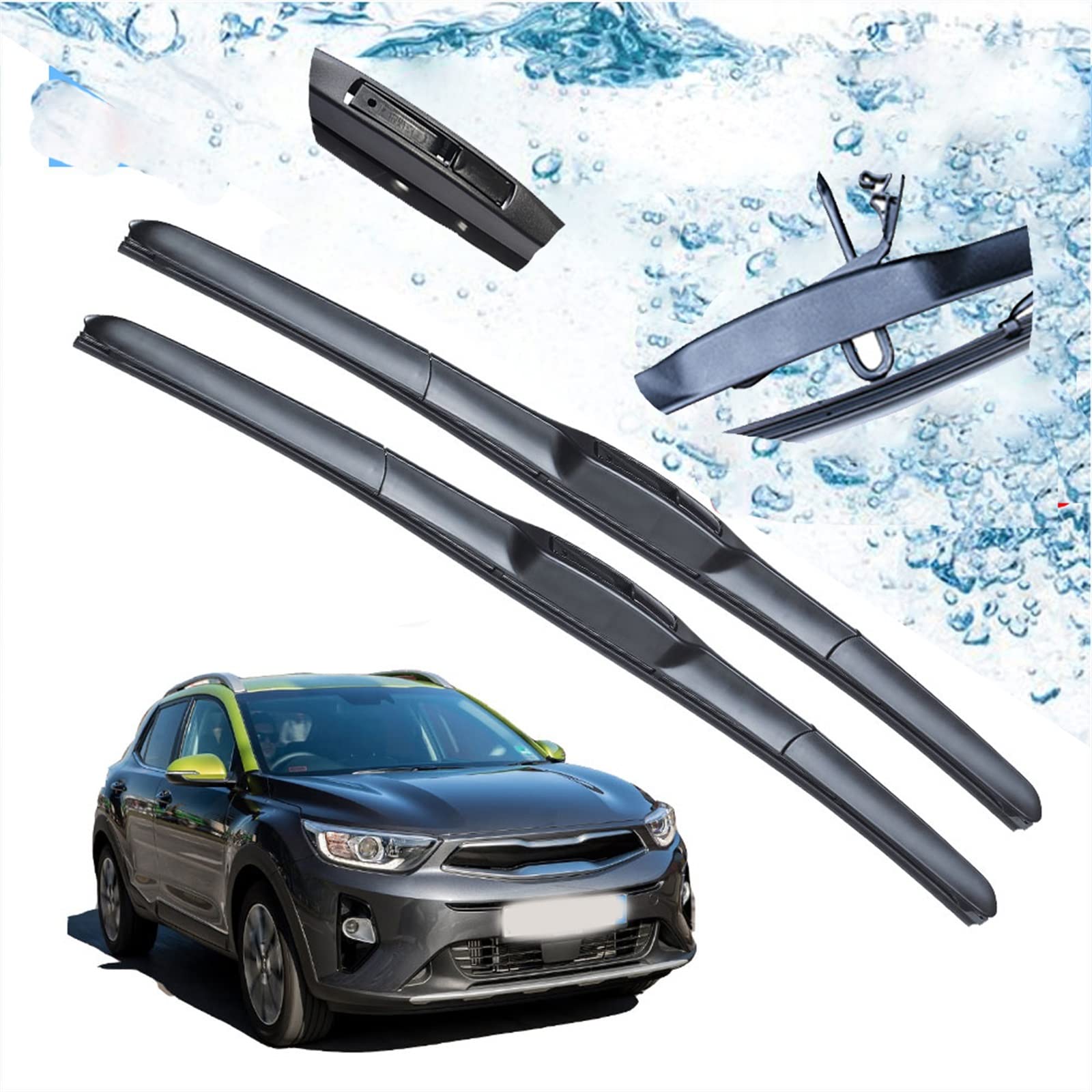 Front-Windscreen Wiper Blades Brushes Cutter Cleaner u J Hook For Kia For Stonic Yb 2017 2018 2019 2020 2021 Car Accessories Wipers, OYUCDAGQ von OYUCDAGQ