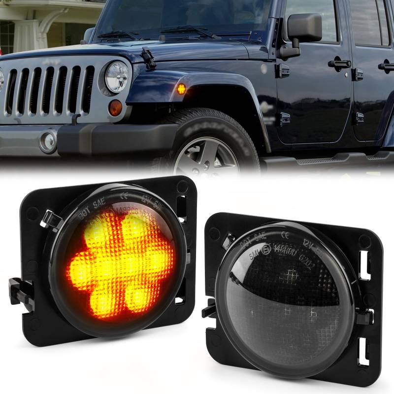 OZ-LAMPE 2 Stück Blinker Seitenblinker für Jeep Wrangler JK 2007-2015, Blinker mit Canbus Fehlerfrei, Schwarz von OZ-LAMPE