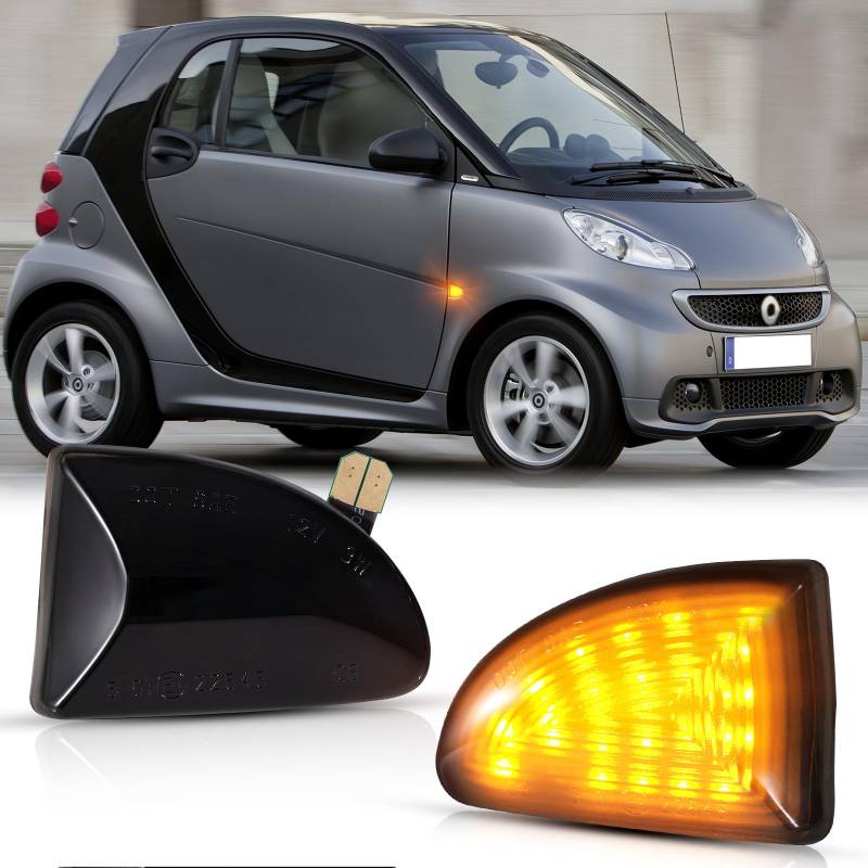 OZ-LAMPE 2 Stück Blinker Seitenblinker für Mercedes Benz Smart Fortwo W451 Coupe Cabrio 2007-2019, Schwarz, Blinkleuchte mit Canbus, Fehlerfrei von OZ-LAMPE