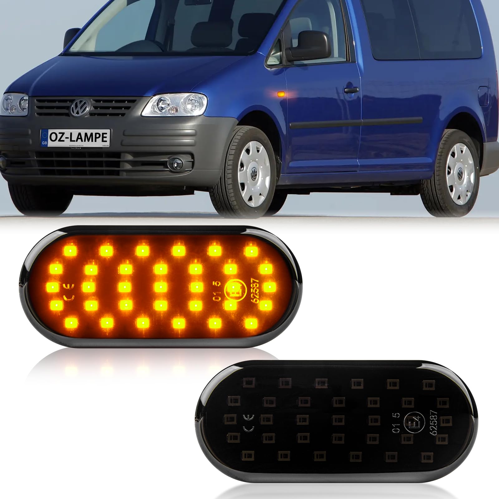 OZ-LAMPE 2 Stück Blinker Seitenblinker für VW Amarok Caddy Golf Polo Sharan MK2 MK3 MK4 Fox Jett-a Lupo Pass-at Transporter T5 Up Vento SEA-T/For-d/Sko-da, Blinker mit Canbus Fehlerfrei, Schwarz von OZ-LAMPE