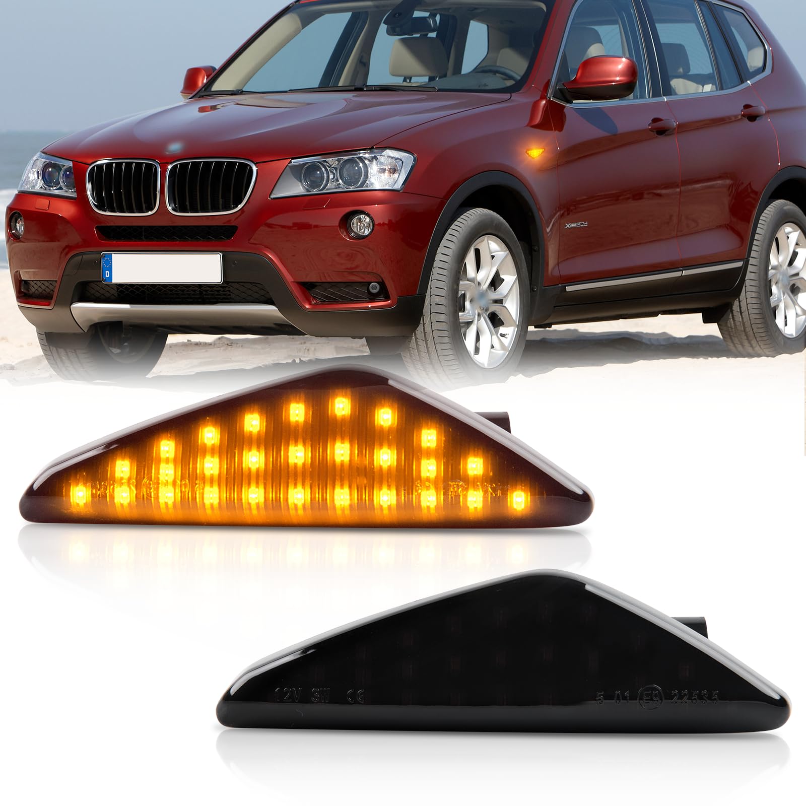 OZ-LAMPE 2 Stück LED Blinker Seitenblinker für BMW E70 X5 E71 X6 F25 X3,Blinker mit Canbus Fehlerfrei von OZ-LAMPE