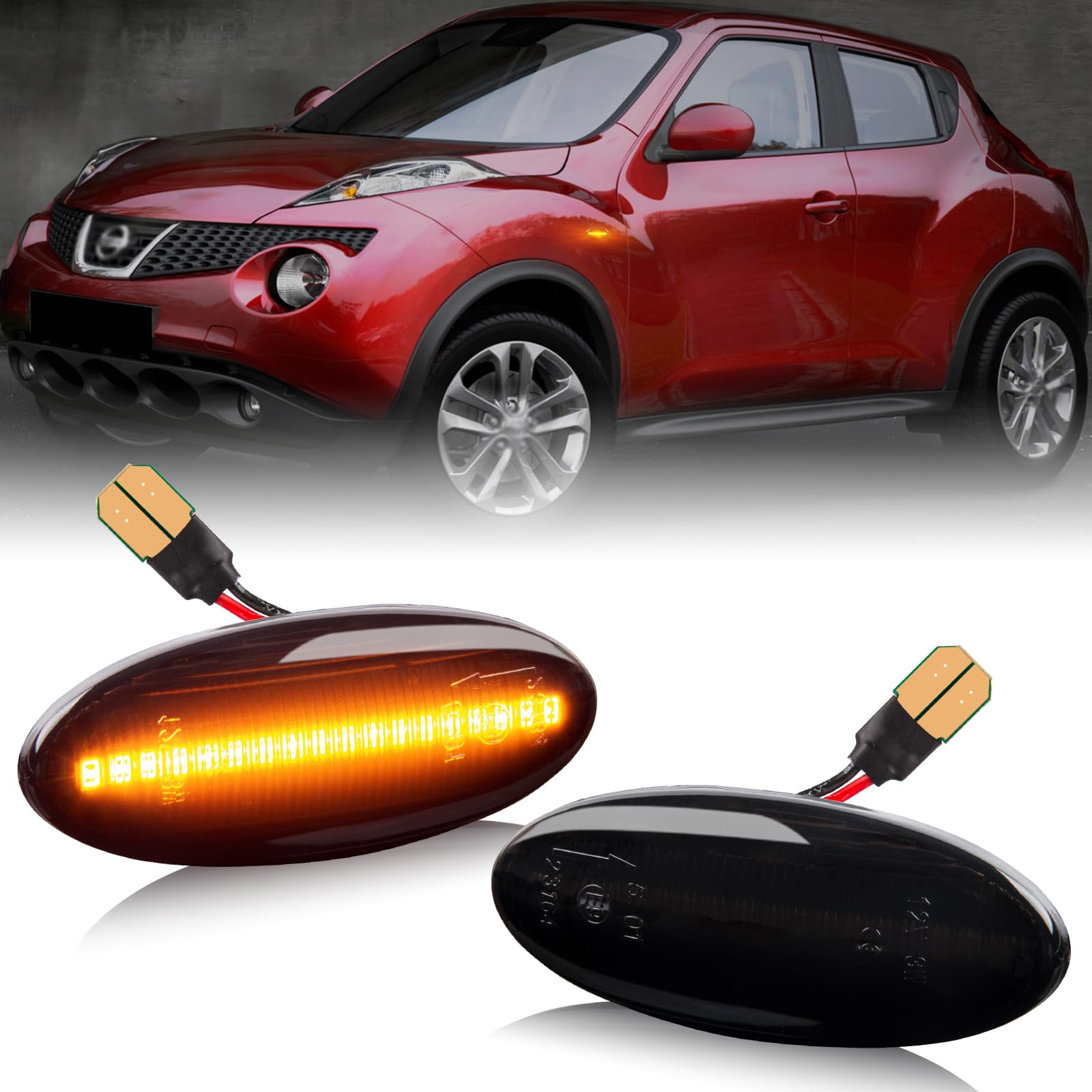 OZ-LAMPE LED Blinker Seitenblinker für Mercedes-Benz Smart Forfour W453 Nissan Cube Juke Leaf Micra K12 K13 Note E11 Qashqai J10 X-trail T31, Blinker mit Canbus Fehlerfrei, 2 Stück von OZ-LAMPE