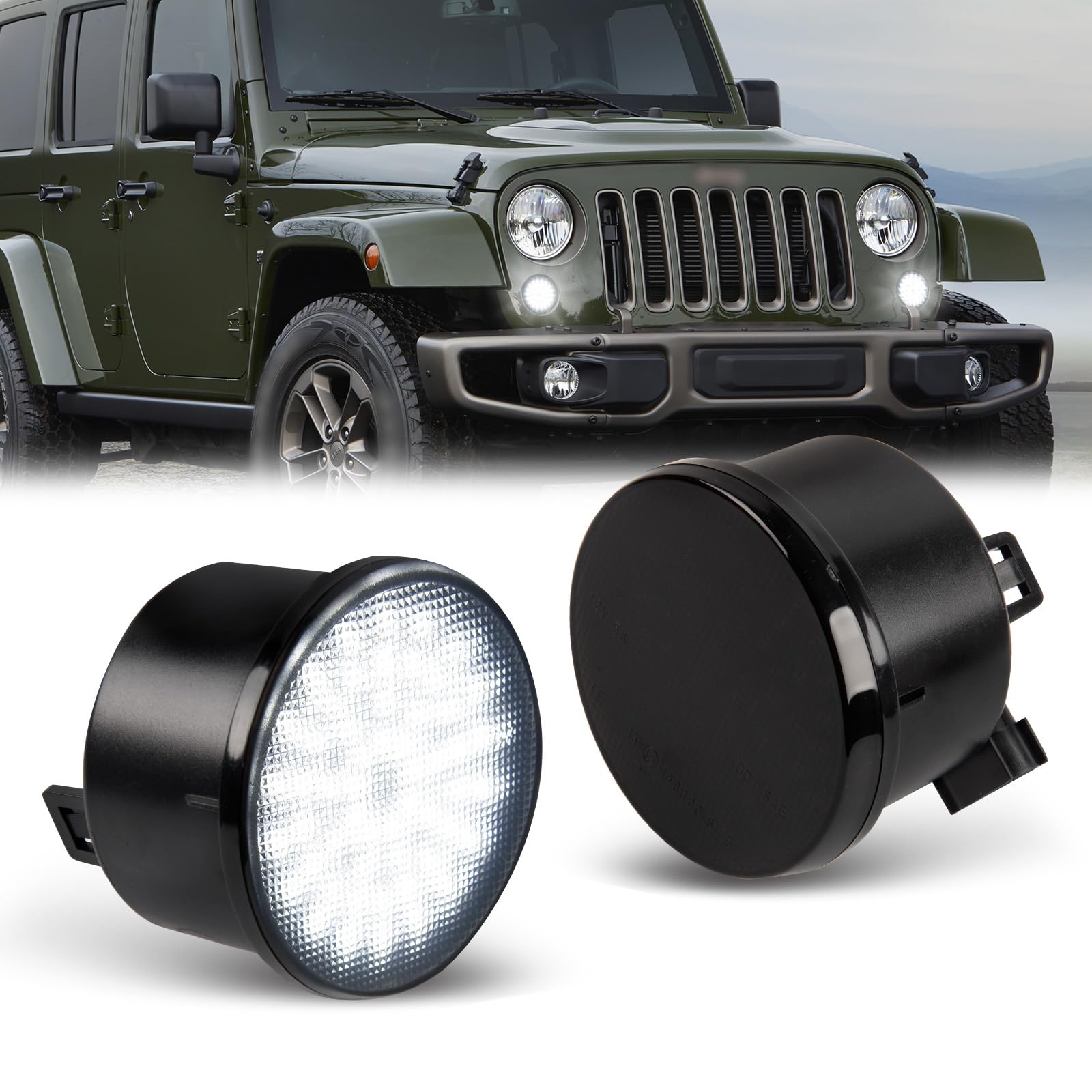 OZ-LAMPE 2 Stücke Front Blinker Seitenblinker für Jeep Wrangler JK 2007-2015, Blinker mit Canbus Fehlerfrei, Schwarz von OZ-LAMPE