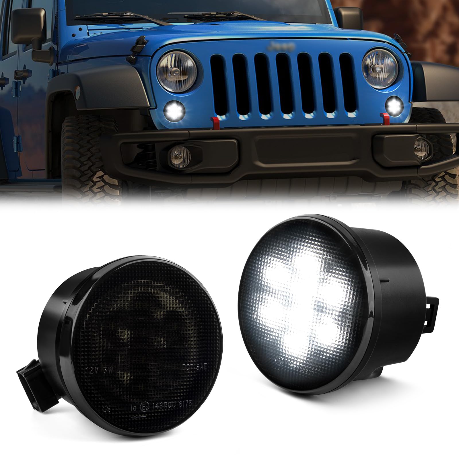 OZ-LAMPE 2 Stücke Front Blinker Seitenblinker für Jeep Wrangler JK 2007-2015, Blinker mit Canbus Fehlerfrei von OZ-LAMPE