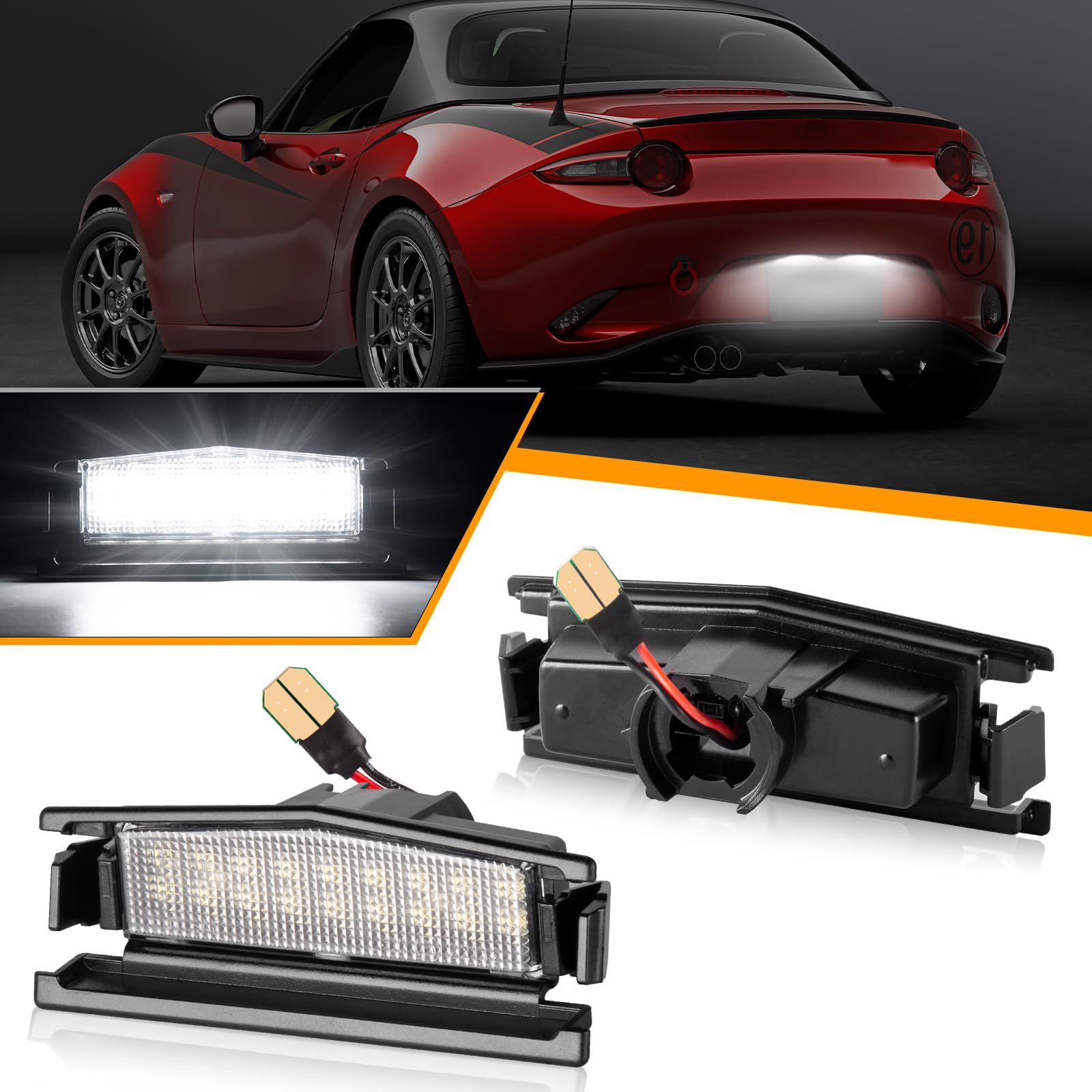 OZ-LAMPE 2 Stücke LED Kennzeichenbeleuchtung für Mazda MX-5 Miata 2016-2020, Kennzeichen mit CAN-Bus, 18 SMD LEDs von OZ-LAMPE