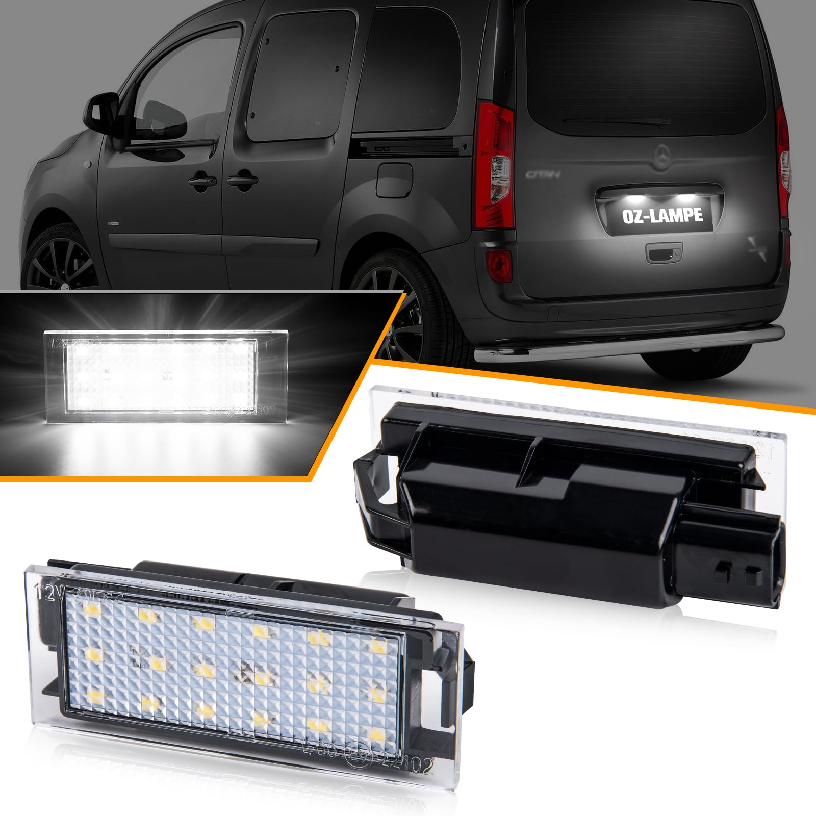 OZ-LAMPE 2 Stücke LED Kennzeichenbeleuchtung für Merceds-Benz Citan Kombi 415 Smart Forfour Fortwo 453, Led Beleuchtung mit Canbus Fehlerfrei von OZ-LAMPE