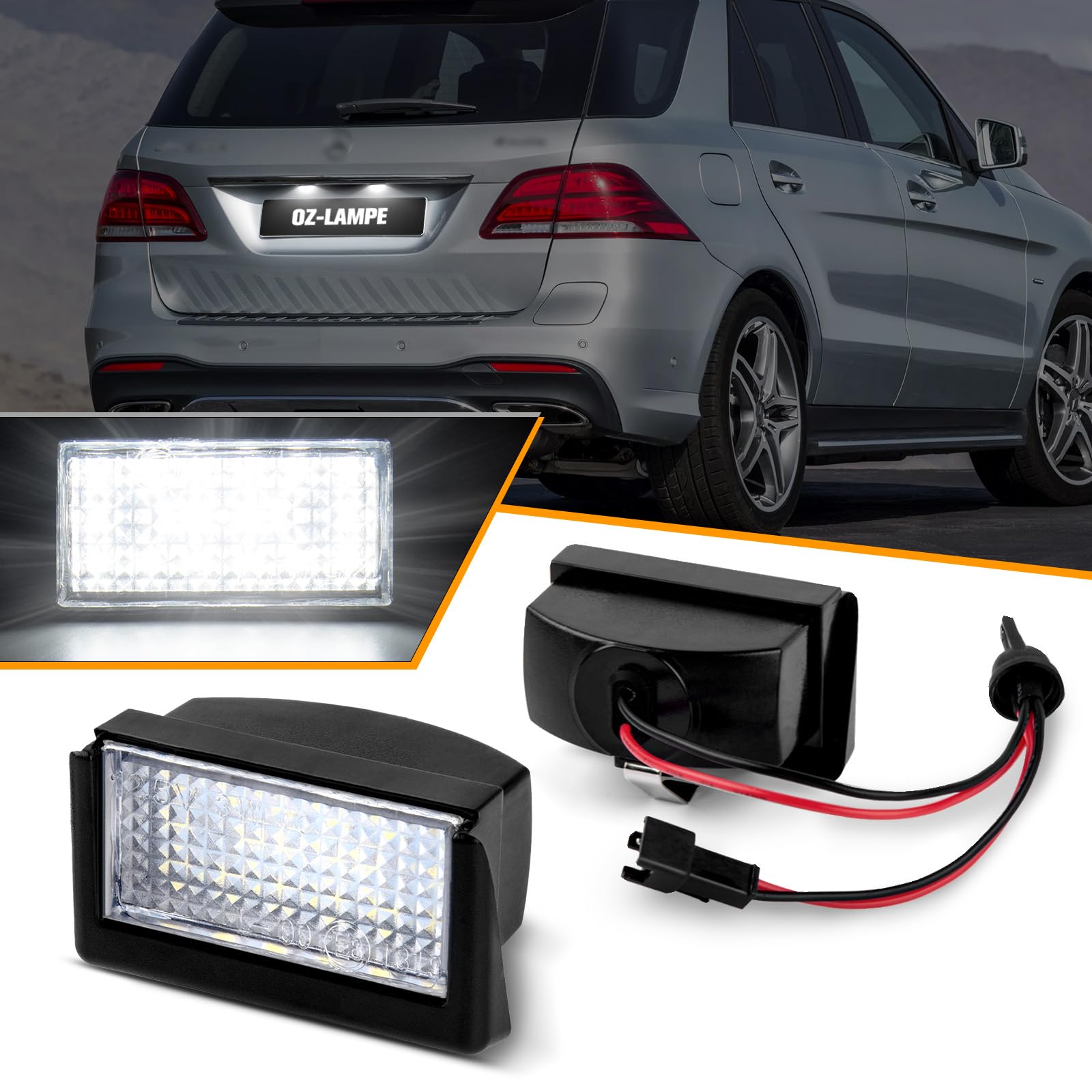 OZ-LAMPE LED Kennzeichenbeleuchtung für Merceds-Benz ML-CLASS W164 GL-CLASS X164, Led Beleuchtung mit Canbus Fehlerfrei, 6000K 2835 SMD, 2 Stücke von OZ-LAMPE