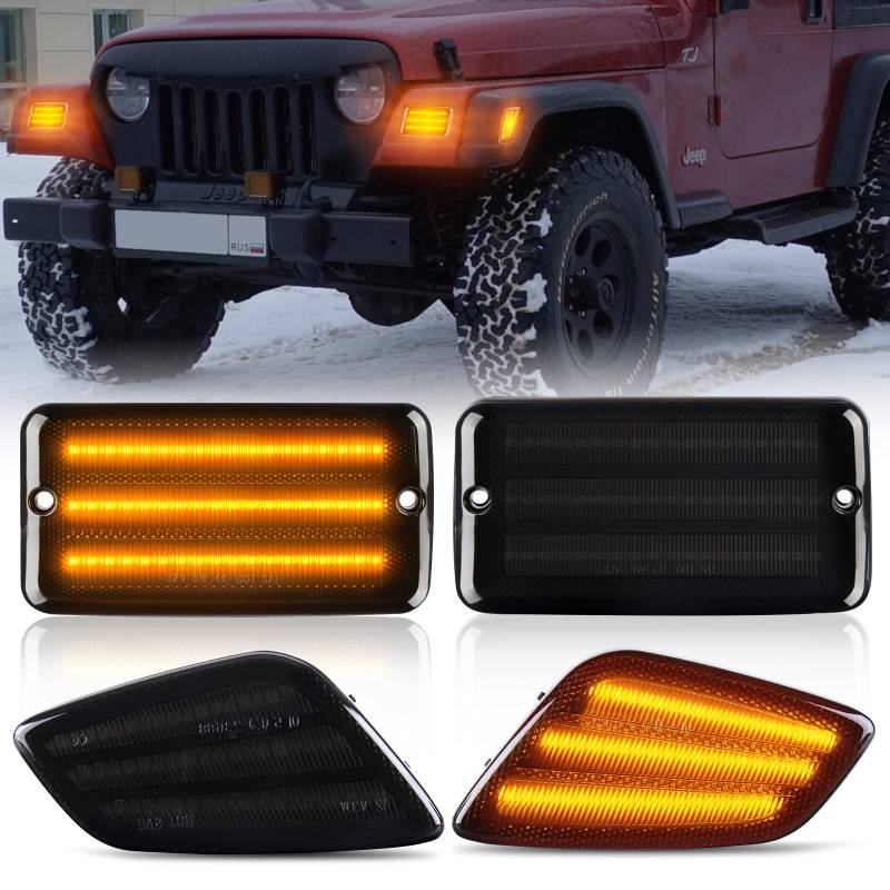 OZ-LAMPE 4 Stück LED Stoßstange Seitenblinker für Jeep Wrangler TJ 1997-2006, Blinker mit Canbus Fehlerfrei von OZ-LAMPE