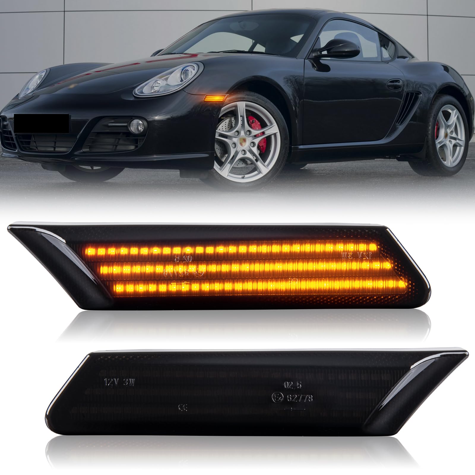 OZ-LAMPE Blinker Seitenblinker für Porsche 911 typ 997 Boxster 987 cayman 987C, LED Seitenleuchten mit Canbus Fehlerfrei, 2 Stück von OZ-LAMPE