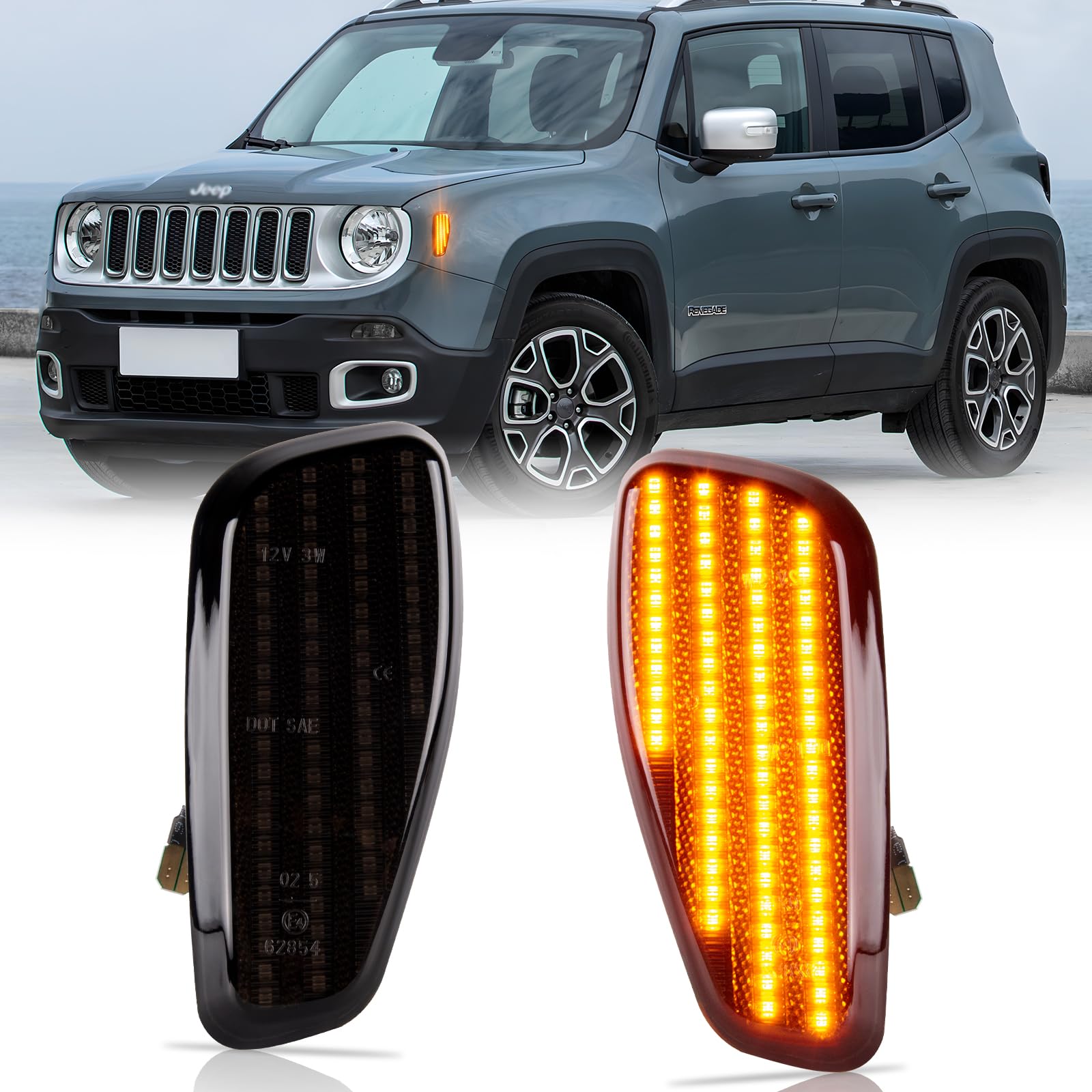 OZ-LAMPE Blinker Seitenblinker für Renegade 2015-2017, LED Seitenleuchten mit Canbus Fehlerfrei, 2 Stück von OZ-LAMPE