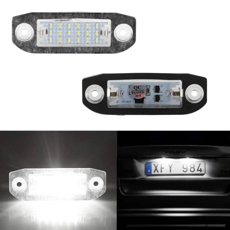 OZ-LAMPE LED Kennzeichenbeleuchtung für VOL-VO V70 S80 XC60 XC70 XC90 V50 S40 C30, Kennzeichen mit CAN-Bus, Nummernschildbeleuchtung LED, 2 Stücke 18 * 2835SMD von OZ-LAMPE