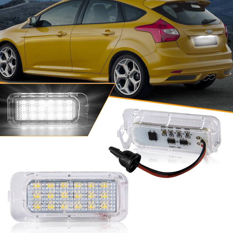 OZ-LAMPE LED Kennzeichenbeleuchtung für Fo-rd Fiesta Focus Galaxy Grand C-Max Escape Mondeo Ranger S-MAX Jaguar XF, Kennzeichen mit CAN-Bus, Nummernschildbeleuchtung LED 2 Stücke 18 * 2835 SMD von OZ-LAMPE