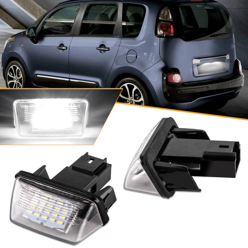 OZ-LAMPE LED Kennzeichenbeleuchtung für Citro-en C3 PICASSO C4 C5 BERLINGO B9 M49 M59 SAXO XSARA PICASSO, Kennzeichenleuchten für Peuge-ot 206 T1 T3E 207 407 406 New 306 307 308 5008 Partner Tepee von OZ-LAMPE