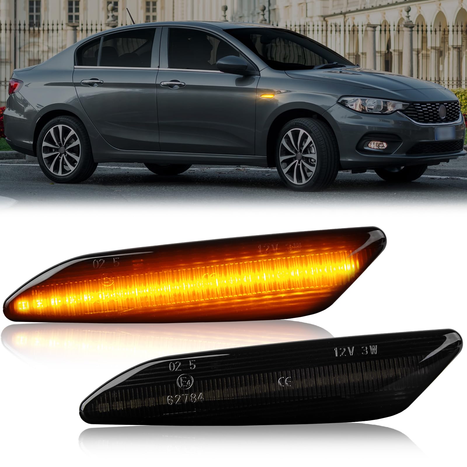 OZ-LAMPE LED Blinker Seitenblinker für Alfa-Romeo 147 156 Fiat Tipo Lancia Delta III Ypsilon, Blinker Schwarz mit Canbus Fehlerfrei, 2 Stücke von OZ-LAMPE