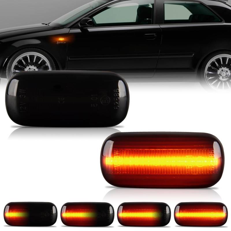 OZ-LAMPE 2 Stück LED Blinker Seitenblinker für Audi A3 S3 8P A4 S4 RS4 B6 B7 A4 B8 A6 S6 RS6 C5 C7 A8 D3 TT 8J Roadster,Blinker mit Canbus Fehlerfrei,Schwarz von OZ-LAMPE