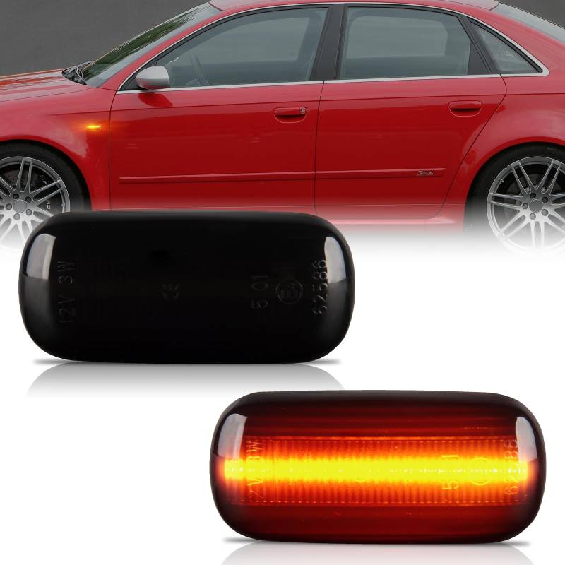 OZ-LAMPE LED Blinker Seitenblinker für Audi A3 S3 8P A4 S4 RS4 B6 B7 A4 B8 A6 S6 RS6 C5 C7 A8 D3 TT 8J Roadster, Blinker mit Canbus Fehlerfrei, Schwarz von OZ-LAMPE