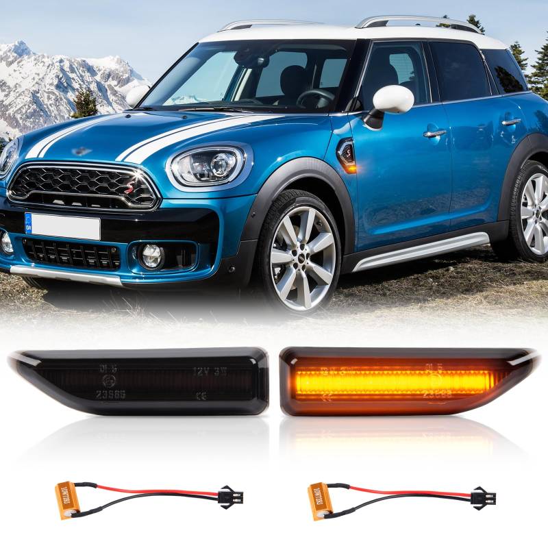 OZ-LAMPE LED Blinker Seitenblinker für B-M-W Mini Cooper Countryman F60, Blinker mit Canbus Fehlerfrei, Schwarz von OZ-LAMPE