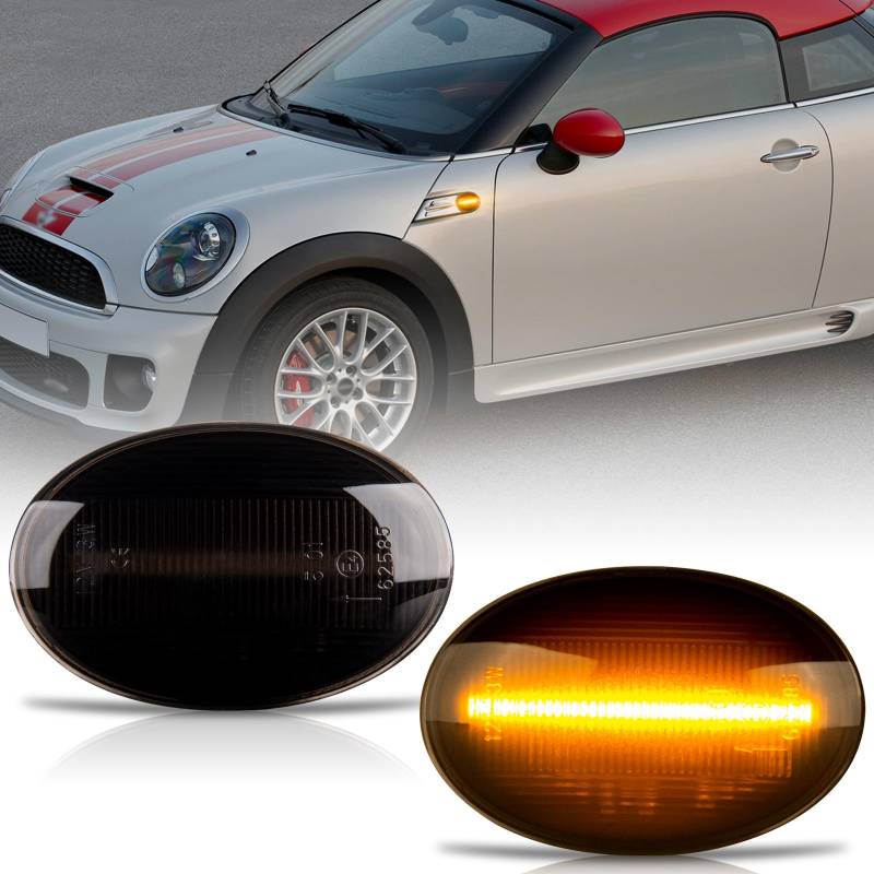 OZ-LAMPE LED Blinker Seitenblinker für BMW MINI Cooper R55 R56 R57 R58 R59, Blinker mit Canbus Fehlerfrei, 18 * 2835 SMD, Schwarz, CL-R56-LSM-SM von OZ-LAMPE