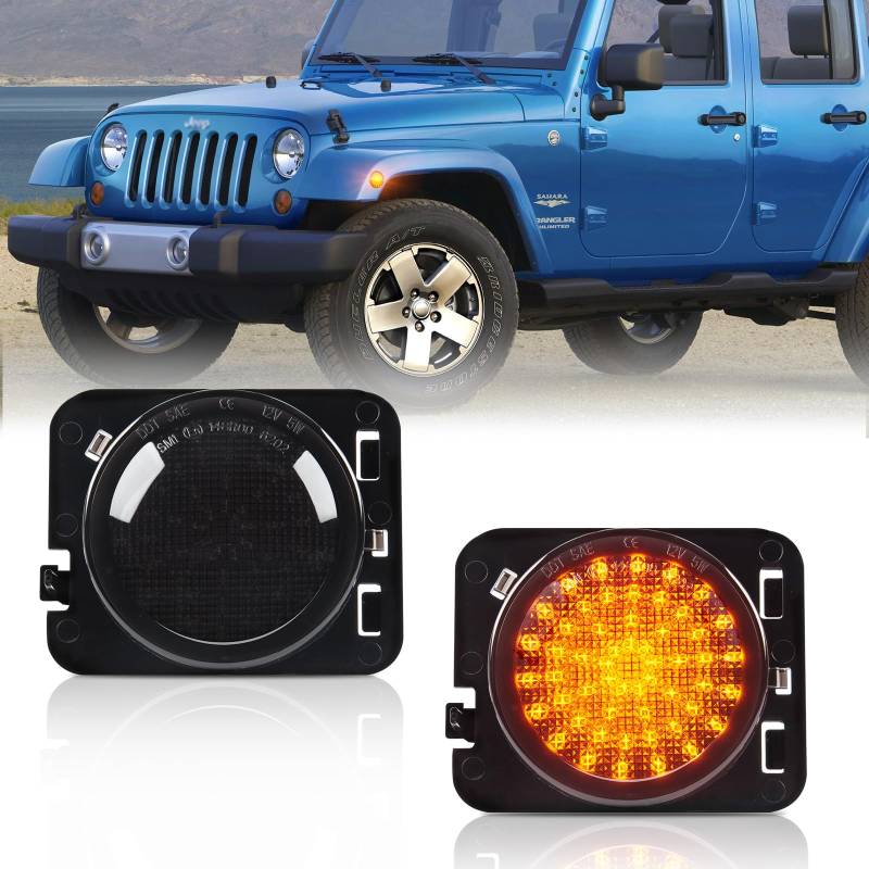 OZ-LAMPE LED Blinker Seitenblinker für Jeep Wrangler JK 2007-2015, Blinker mit Canbus Fehlerfrei,Schwarz von OZ-LAMPE