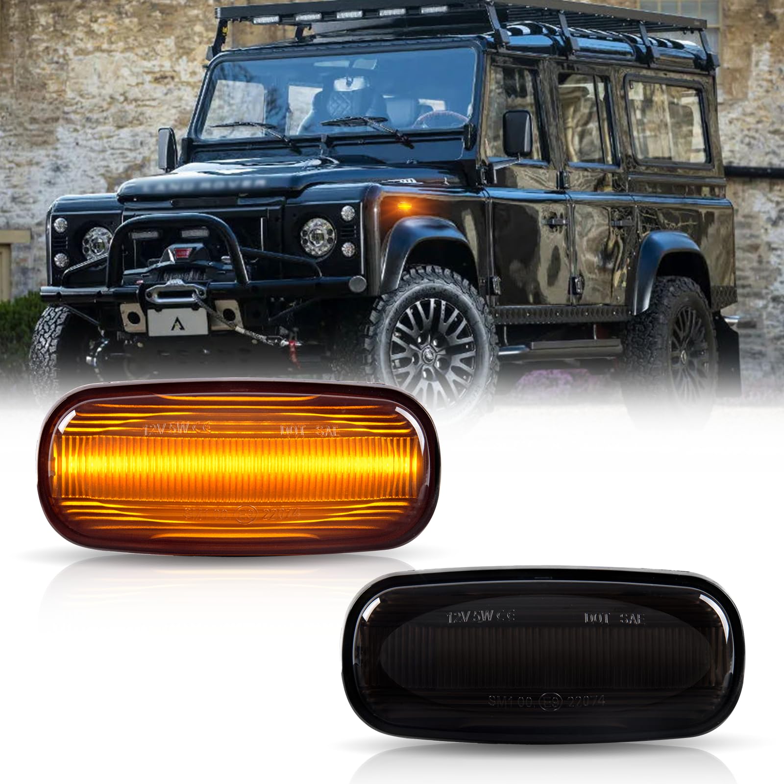 OZ-LAMPE LED Blinker Seitenblinker für Land Rover Discovery 2 1999-2004 Defernder Freelander 1 2002-2005, Blinker Schwarz mit Canbus Fehlerfrei, 2 Stücke von OZ-LAMPE