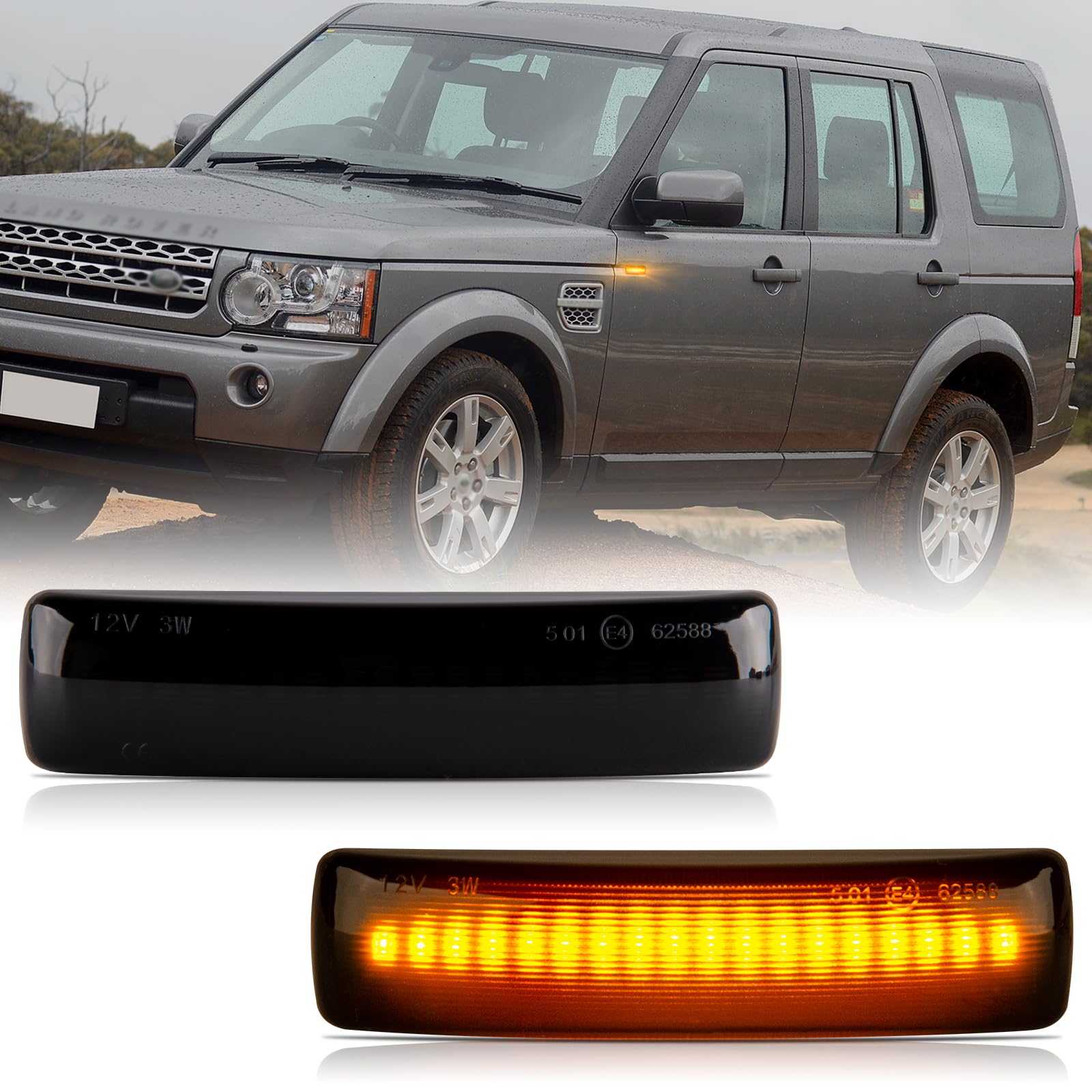 OZ-LAMPE LED Blinker Seitenblinker für Land Rover Discovery 3 4 Freelander 2 Rang Rover Sport, Blinker mit Canbus Fehlerfrei, Schwarz, 2 Stück von OZ-LAMPE