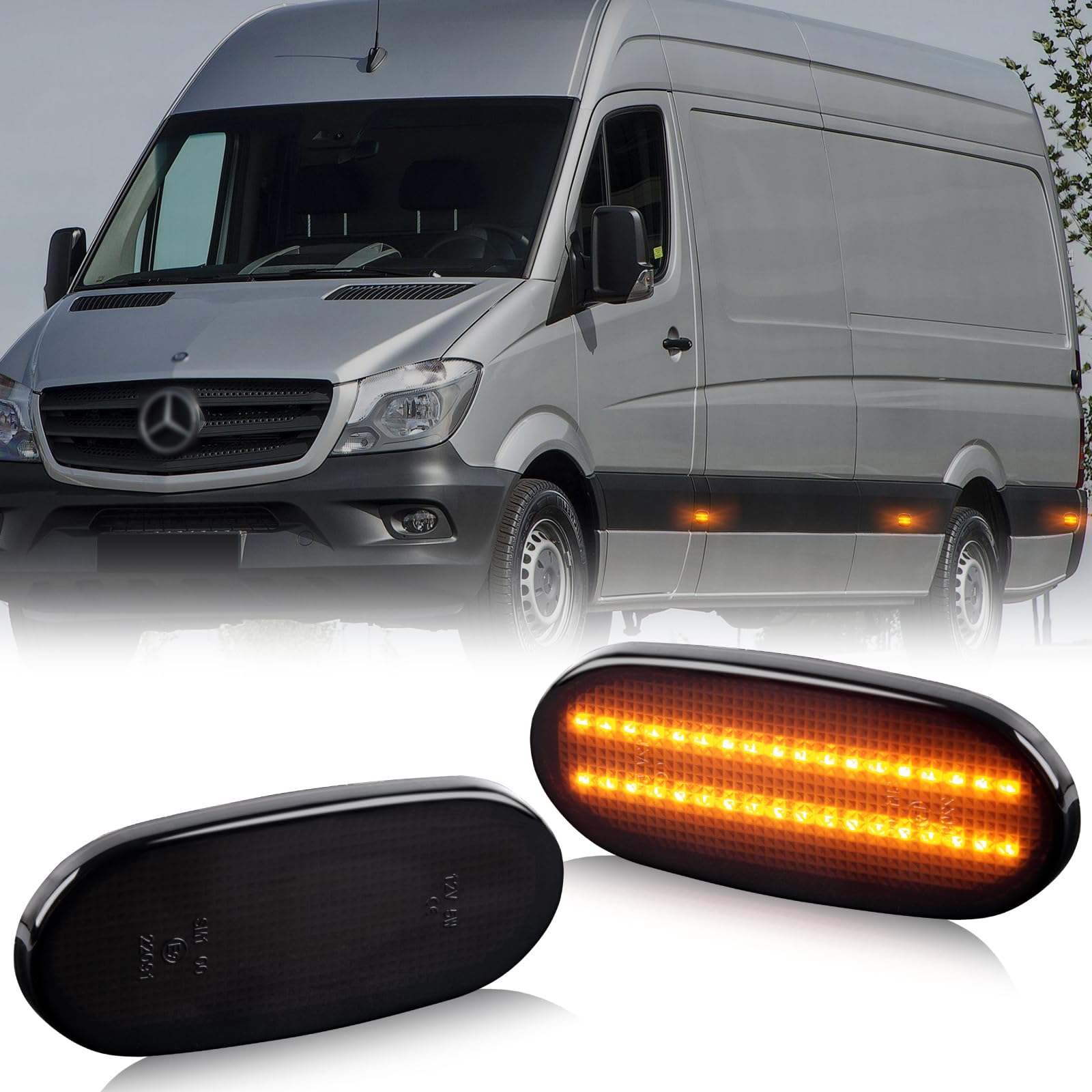 OZ-LAMPE LED Blinker Seitenblinker für Mercedes-Benz Sprinter W906 2006, Blinker Schwarz mit Canbus Fehlerfrei, 2 Stücke von OZ-LAMPE