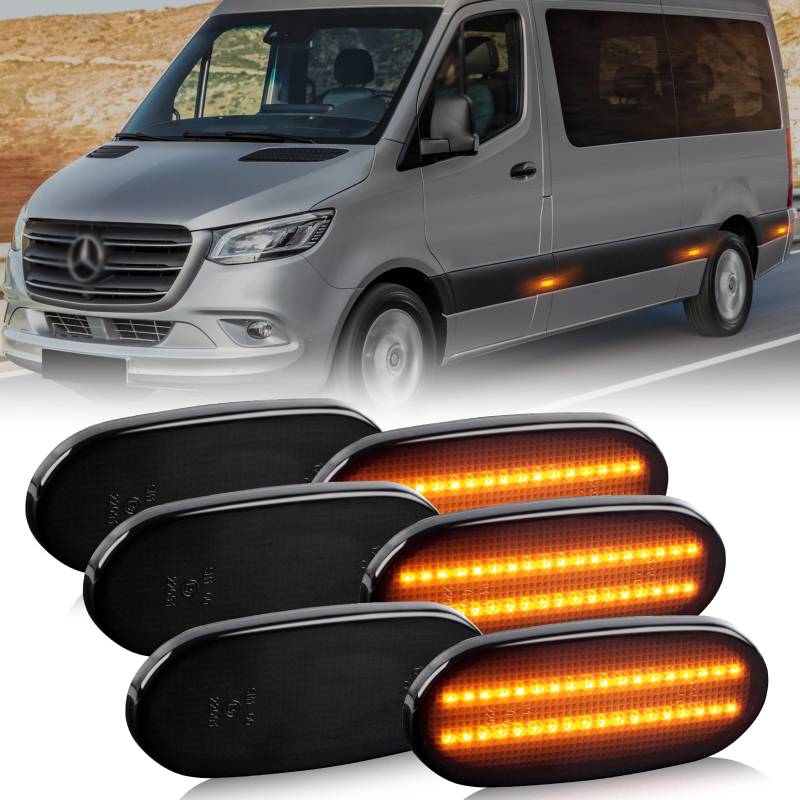 OZ-LAMPE LED Blinker Seitenblinker für Mercedes-Benz Sprinter W906 2006~, Blinker Schwarz mit Canbus Fehlerfrei, 6 Stücke von OZ-LAMPE