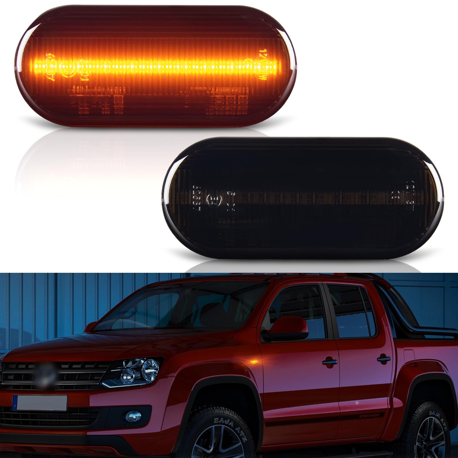 OZ-LAMPE LED Blinker Seitenblinker für VW Amarok Caddy Golf Polo Sharan MK2 MK3 MK4 Fox Jett-a Lupo Pass-at Transporter T5 Up Vento SEA-T/For-d/Sko-da, Blinker mit Canbus Fehlerfrei, Schwarz von OZ-LAMPE