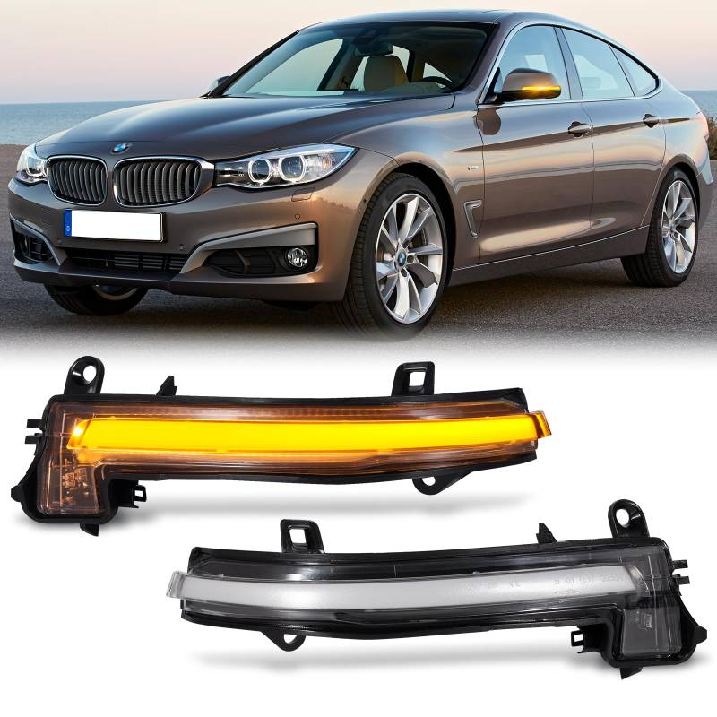 OZ-LAMPE LED Blinker Spiegelblinker für BMW F20 F21 F22 F30 F31 F34 GT F35 F32 F33 F36 X1 E84, Seitenblinker mit Canbus Fehlerfrei, Schwarz, 2 Stück von OZ-LAMPE