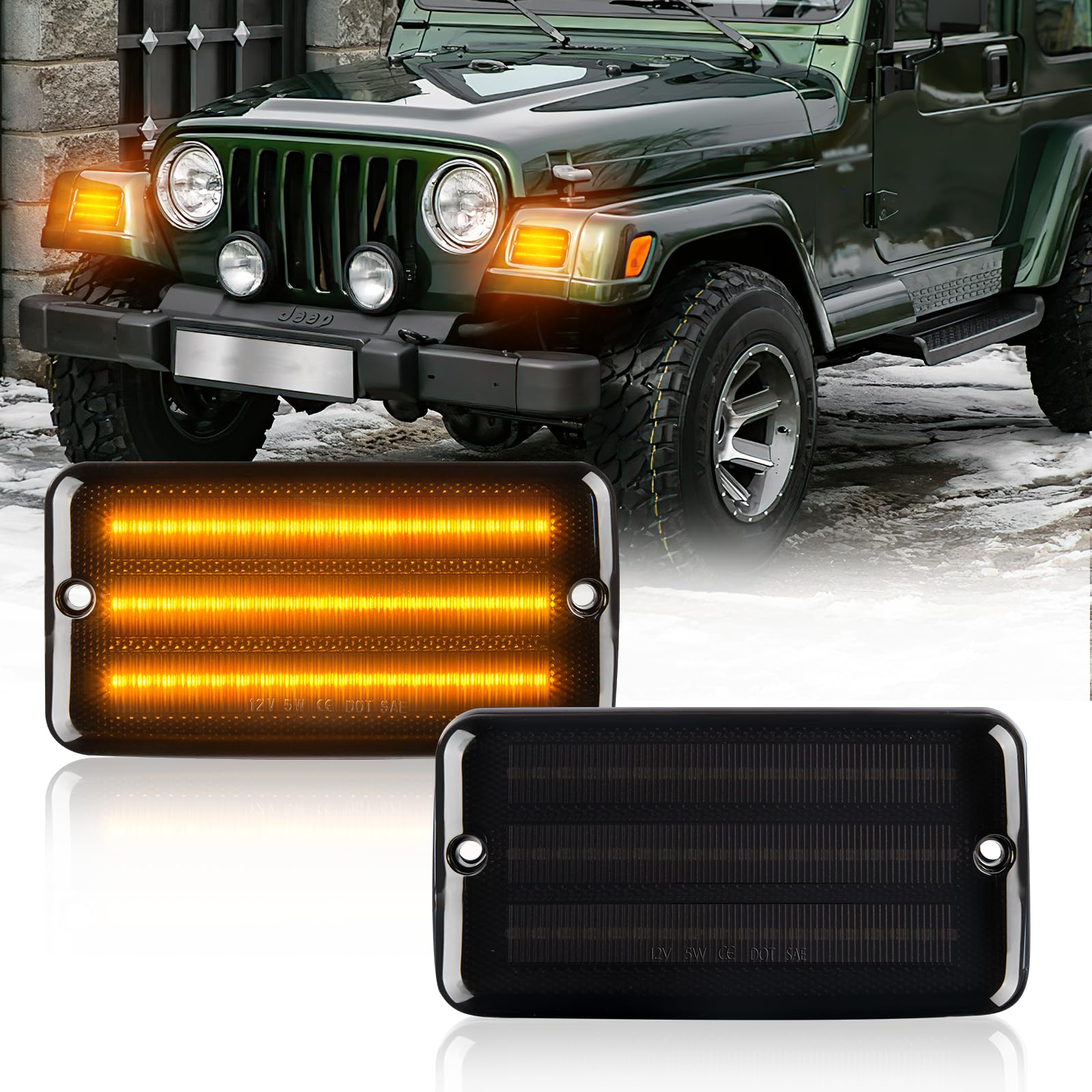 OZ-LAMPE LED Front Seitenblinker für Jeep Wrangler TJ 1997-2006,Blinker mit Canbus Fehlerfrei,2 Stück von OZ-LAMPE