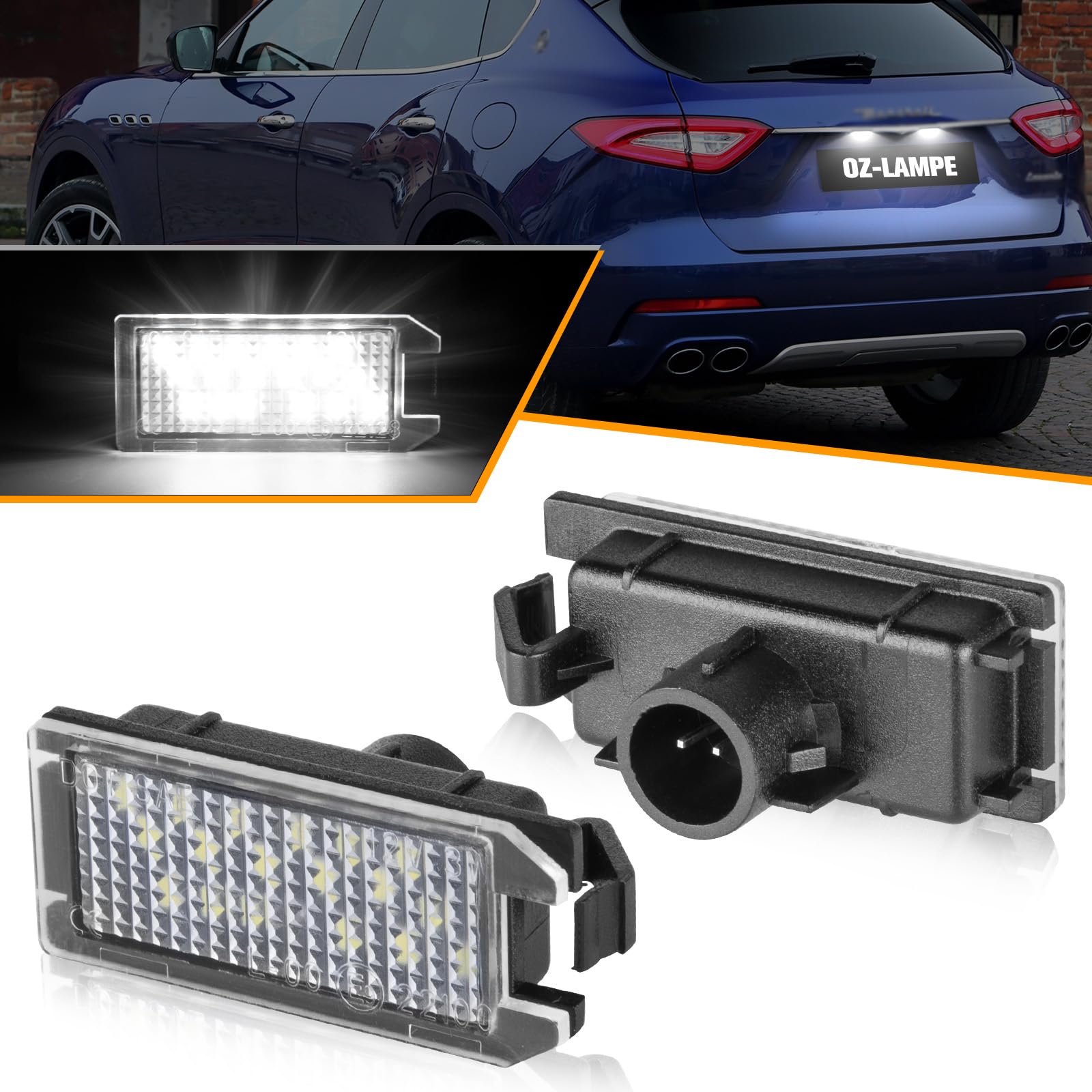 OZ-LAMPE LED Kennzeichenbeleuchtung für Fiat 500 500C Dodge Viper Jeep Grand Cherokee Compass Maserati Levante, Led Beleuchtung mit Canbus, 2 Stück von OZ-LAMPE