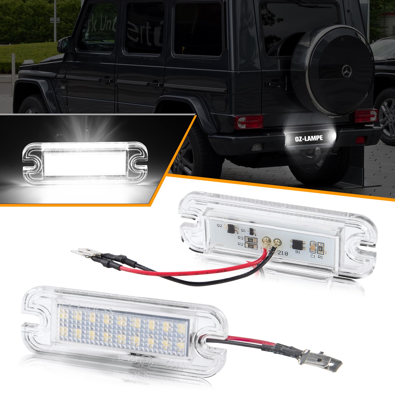 OZ-LAMPE LED Kennzeichenbeleuchtung für Merceds-Benz G-CLASS W463 G500 G550 G55 AMG, Led Beleuchtung mit Canbus Fehlerfrei, 6000K 2835 SMD, 2 Stücke von OZ-LAMPE