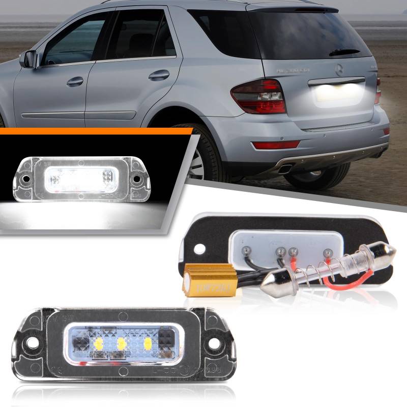 OZ-LAMPE LED Kennzeichenbeleuchtung für Merceds-Benz R-class W251 ML-class W164 GL-class X164,Led Beleuchtung mit CAN-Bus, Nummernschildbeleuchtung LED 2 Stücke,3 * 2835 SMD von OZ-LAMPE