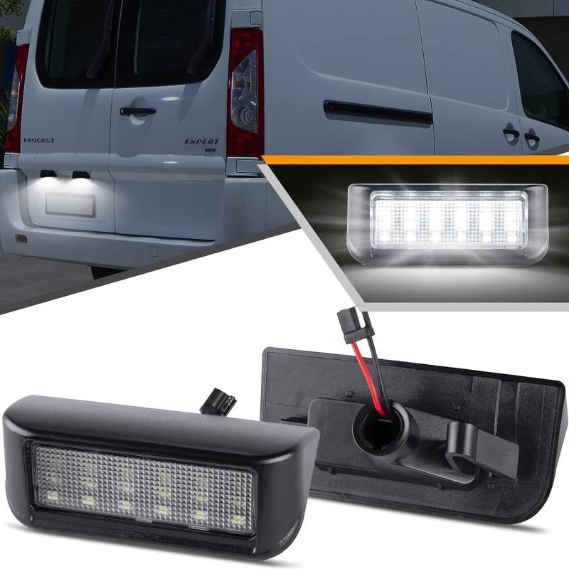 OZ-LAMPE LED Kennzeichenbeleuchtung für Peug-eot Expert Partner, Kennzeichen für Citro-en Berlingo Jumpy, Nummernschildbeleuchtung LED 2 Stücke 18 * 2835 SMD von OZ-LAMPE