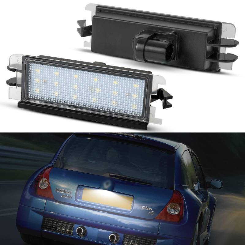 OZ-LAMPE 1 Stücke LED Kennzeichenbeleuchtung für Ren-ault Clio II Lift DACIA Logan I Sandero I, Kennzeichen mit CAN-Bus, Nummernschildbeleuchtung LED 18 * 2835 SMD von OZ-LAMPE