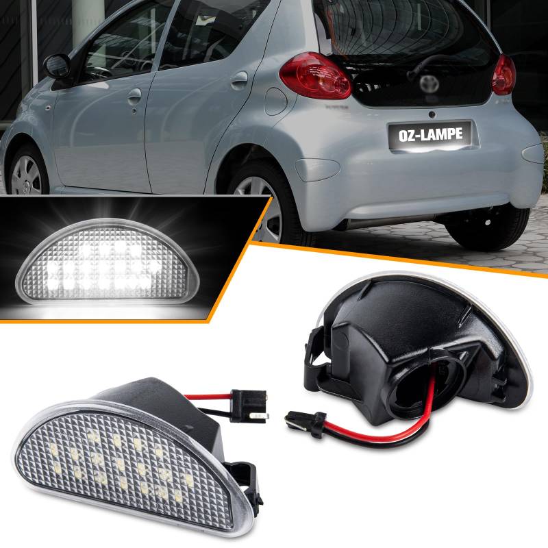 OZ-LAMPE LED Kennzeichenbeleuchtung für Toyota Aygo 2005-2014,Led Beleuchtung mit CAN-Bus, Nummernschildbeleuchtung LED 2 Stücke,18 * 2835 SMD,OEM: 81270-0H010 von OZ-LAMPE