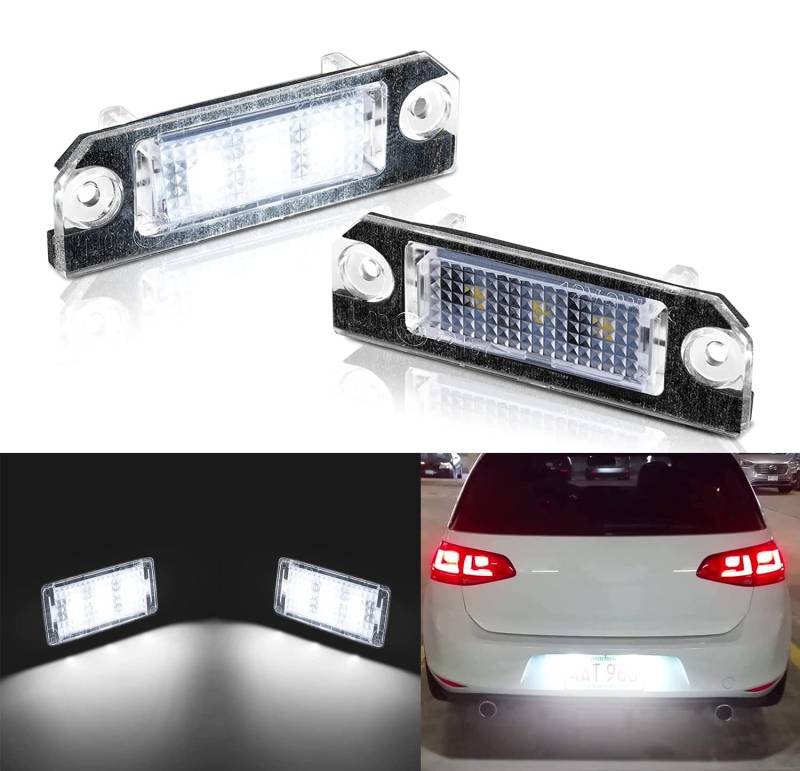 OZ-LAMPE LED Kennzeichenbeleuchtung für V-W Golf 5 Caddy III Passat 3C B6 Touran Jet-ta, Kennzeichen mit CAN-Bus für Sko-da Superb, Nummernschildbeleuchtung LED 2 Stücke von OZ-LAMPE