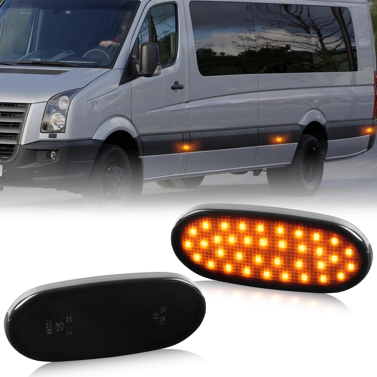 OZ-LAMPE LED Seitenmarkierungsleuchte für Mercedes Benz Sprinter W906 VW 2E 2F, Blinker Seitenblinker mit Canbus Fehlerfrei, Schwarz von OZ-LAMPE