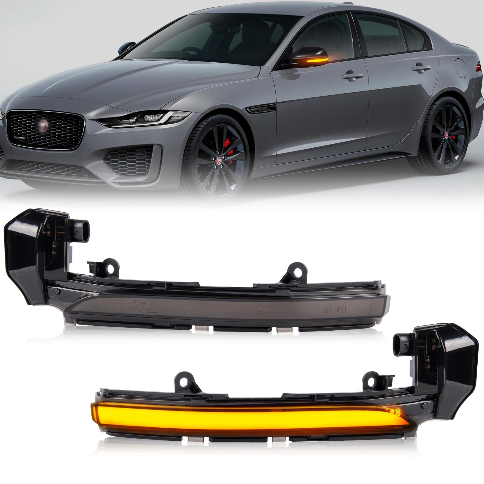 OZ-LAMPE LED Spiegelblinker für Jaguar XE X760 XF X250 X260 XJ X351 F-type X152 I-pace XK XKR X150,LED Blinker mit Canbus Fehlerfrei,Schwarz von OZ-LAMPE