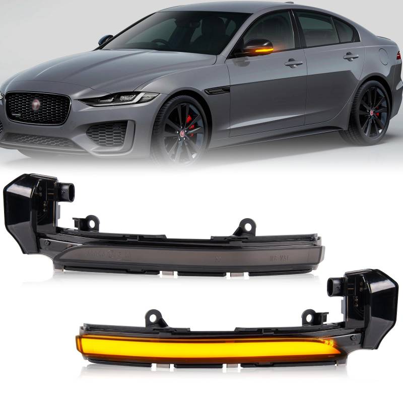 OZ-LAMPE LED Spiegelblinker für Jaguar XE X760 XF X250 X260 XJ X351 F-type X152 I-pace XK XKR X150,LED Blinker mit Canbus Fehlerfrei,Schwarz von OZ-LAMPE