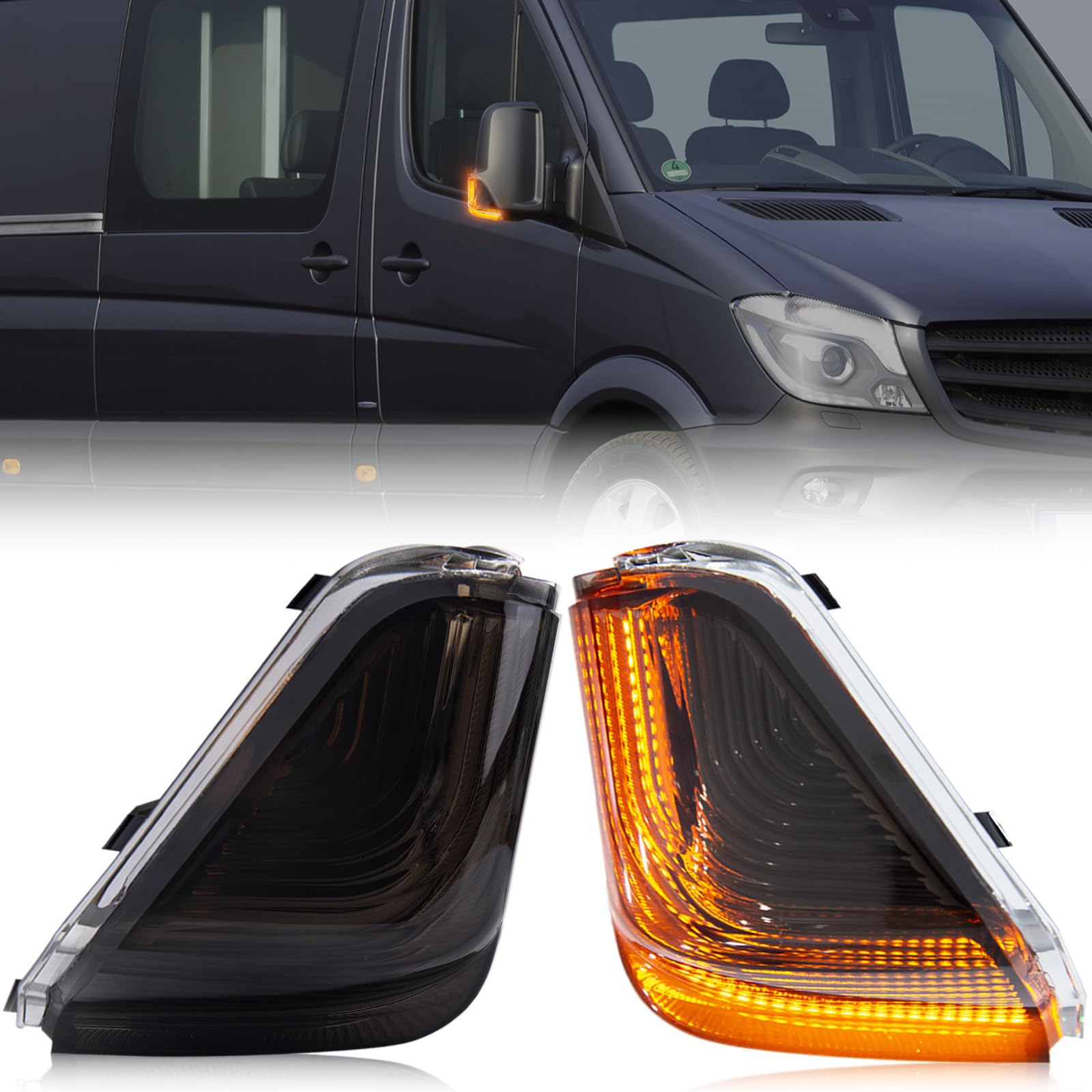 OZ-LAMPE LED Spiegelblinker für Mercedes Benz Sprinter W906, LED Blinker Seitenblinker mit Canbus Fehlerfrei, Schwarz von OZ-LAMPE