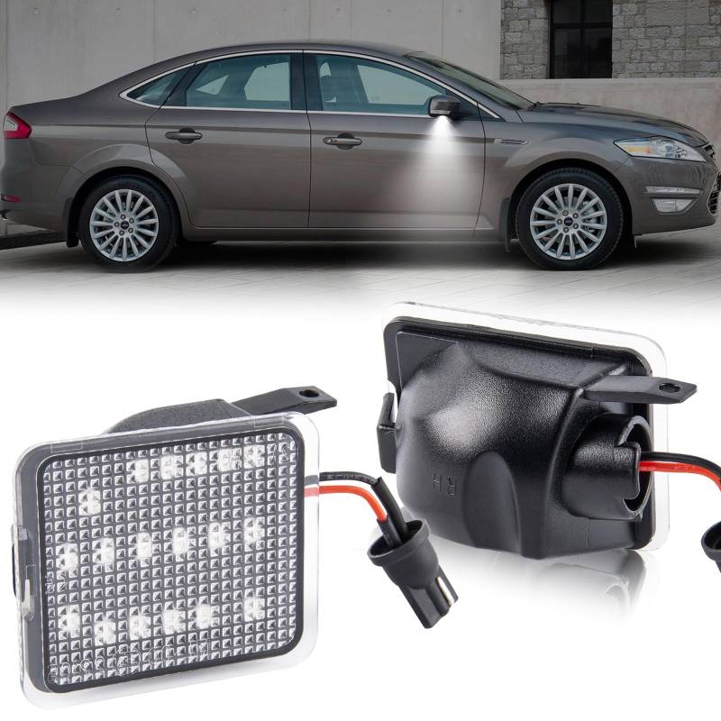 OZ-LAMPE LED Umfeldbeleuchtung Spiegel für Fo-rd Mondeo MK4 Focus Mk3 C Max Kuga, Umgebungslicht die Leuchten, 2 Stück, E-Prüfzeichen Canbus von OZ-LAMPE