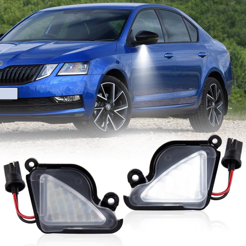 OZ-LAMPE LED Umfeldbeleuchtung Spiegel für Skoda Superb 2 Octavia Mk3 5E 1Z Phase 2,Spiegel Umgebungslicht, 2 Stück, Canbus Fehlerfre von OZ-LAMPE