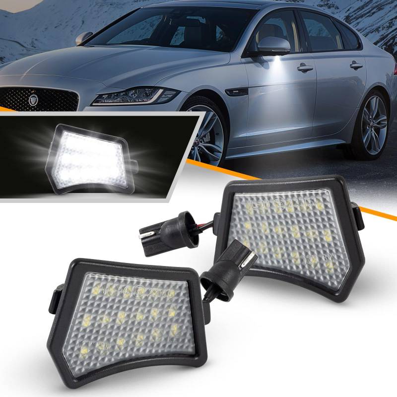 OZ-LAMPE LED Umfeldbeleuchtung Spiegel für VOLVO XC90 S40 V50 C30 C70 S60 V60 S80 V70 XC70 S60 S80 V70 CH, Umgebungslicht für Jaguar XE-Type XF XFR XJ-Type XK, 2 Stück, E-Prüfzeichen Canbus, Schwarz von OZ-LAMPE