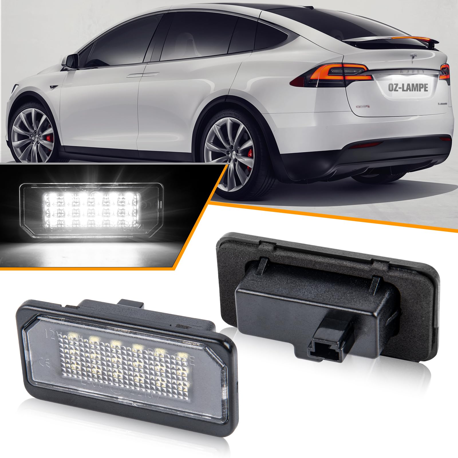 OZ-LAMPE Licht LED Kennzeichenbeleuchtung für Tesla Model X 2016- Model S 2017-, Led Beleuchtung mit Canbus, Nummernschildbeleuchtung LED, 2 Stücke von OZ-LAMPE