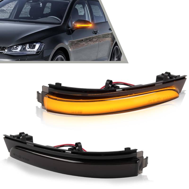 OZ-LAMPE 2 Stück Spiegelblinker für VW GOL Geracao 6/7/8 FOX CROSSFOX SPACEFOX UP VOYAGE G6 VOYAGE G7 SAVEIRO G6 SAVEIRO G7 GOLF POLO, LED Blinker mit Canbus Fehlerfrei, Schwarz von OZ-LAMPE