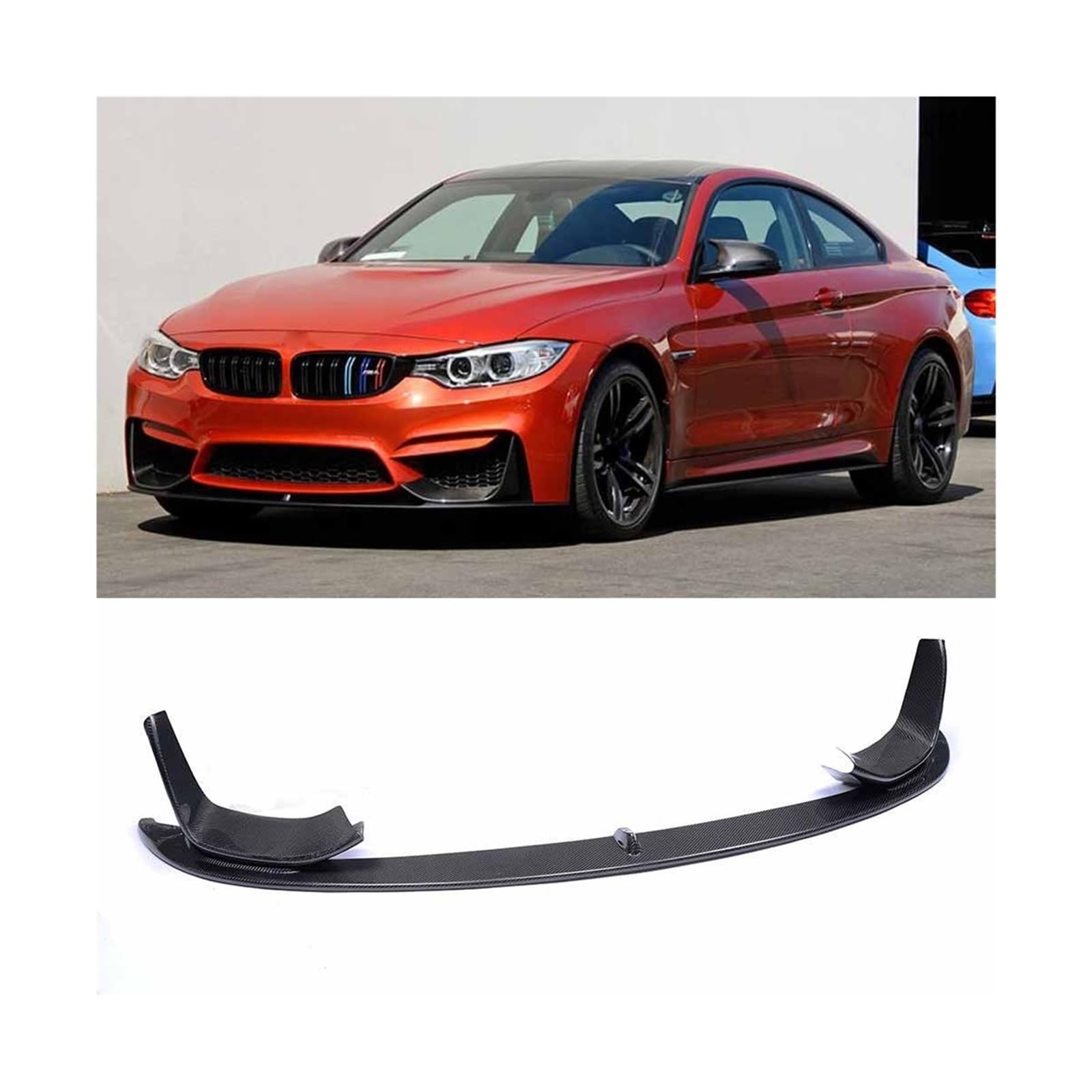 Auto Frontspoilerlippe Heckdiffusor Spoiler Seitenschweller Kompatibel for BMW F80 M3 F82 F83 M4 2014-2019 Heckspoiler Carbon Fiber Body Kits(Front Lip) von OZBADCLZ