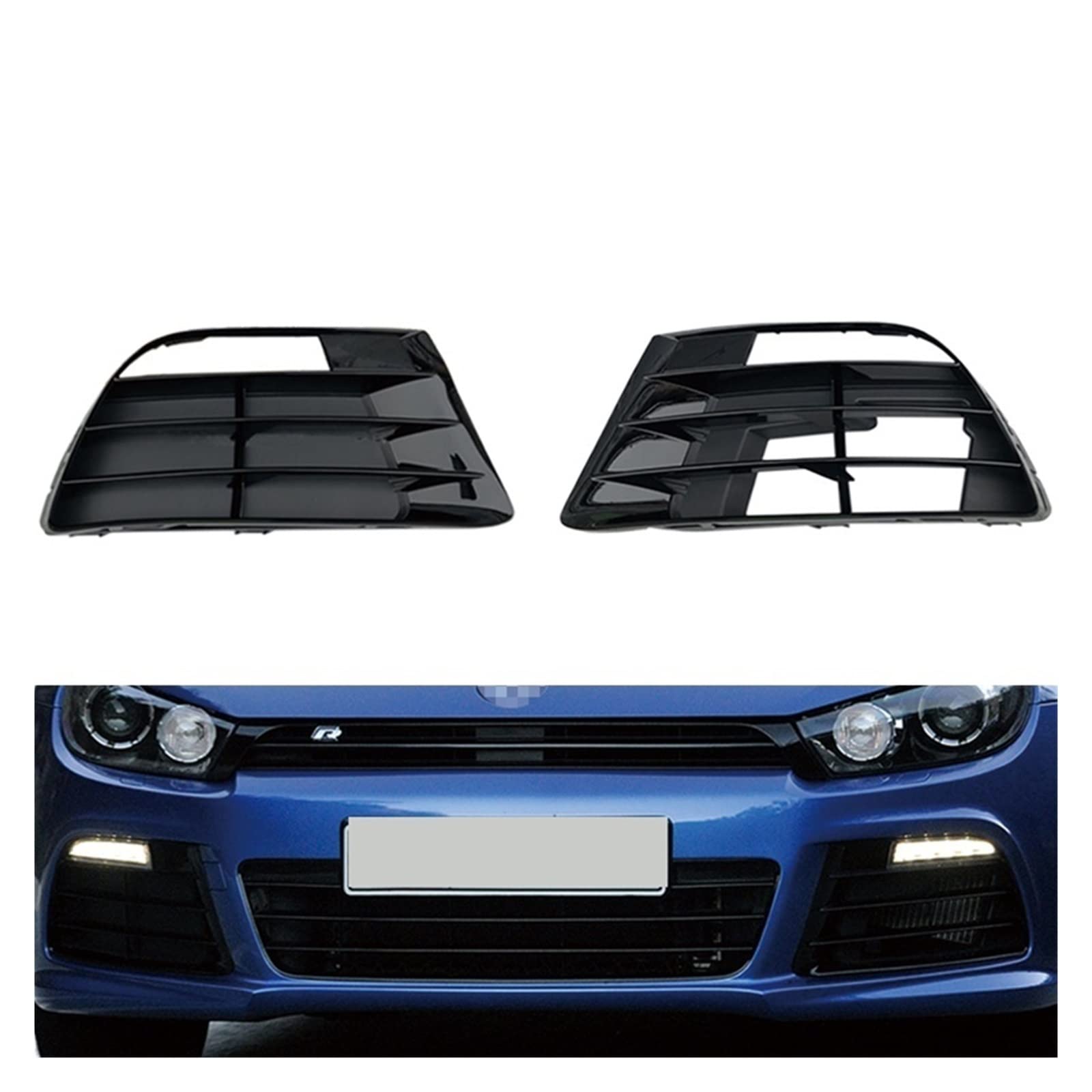 Frontstoßstange Seitengitter Unterer Grill Kompatibel for VW Scirocco R Stoßstange 2009-2014 Auto Nebelscheinwerfergitter Zubehör(1pair) von OZBADCLZ