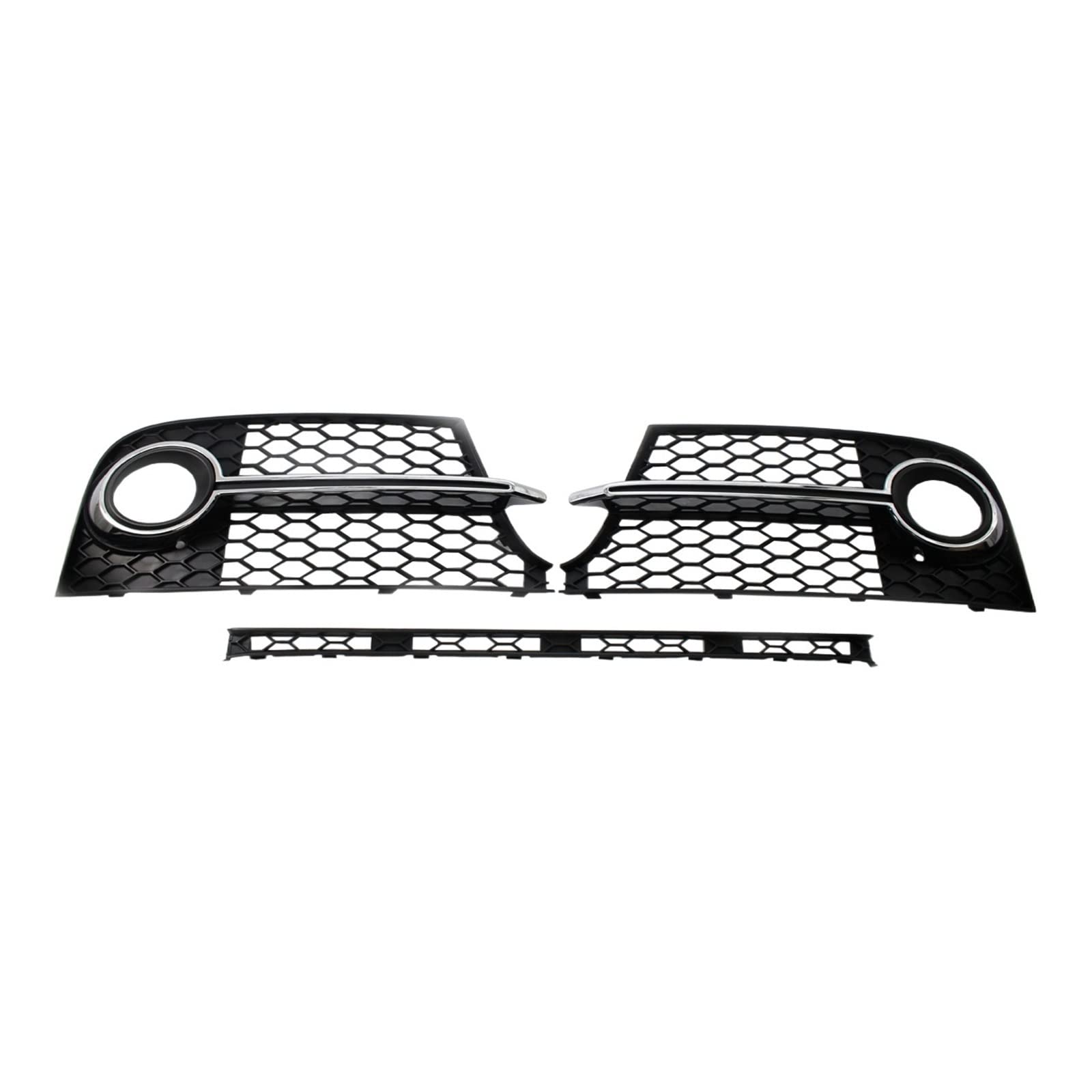 Grill HONEYCOMB HEX Auto-Nebelscheinwerfer-Kühlergrill + Gitter in der unteren Mitte, kompatibel for TT MK2 S-LINE TTS 2011 2012 2013 2014(Black silver set) von OZBADCLZ