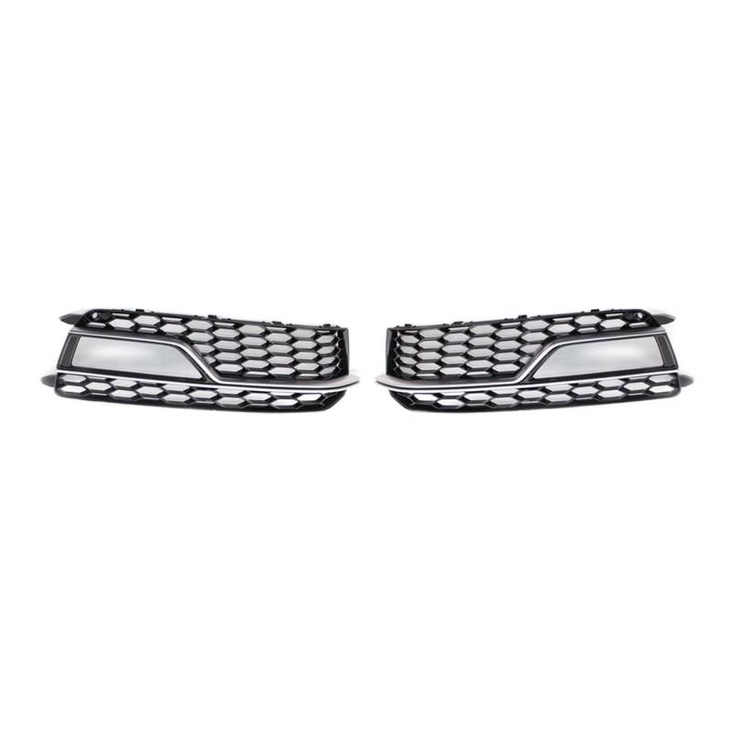 Honeycomb Mesh Auto Front Stoßstange Nebel Licht Grill Grille Abdeckung Kompatibel for S5 A5 S-Lines 2013 2014 2015 2016 8T0807681M(Chrome black) von OZBADCLZ